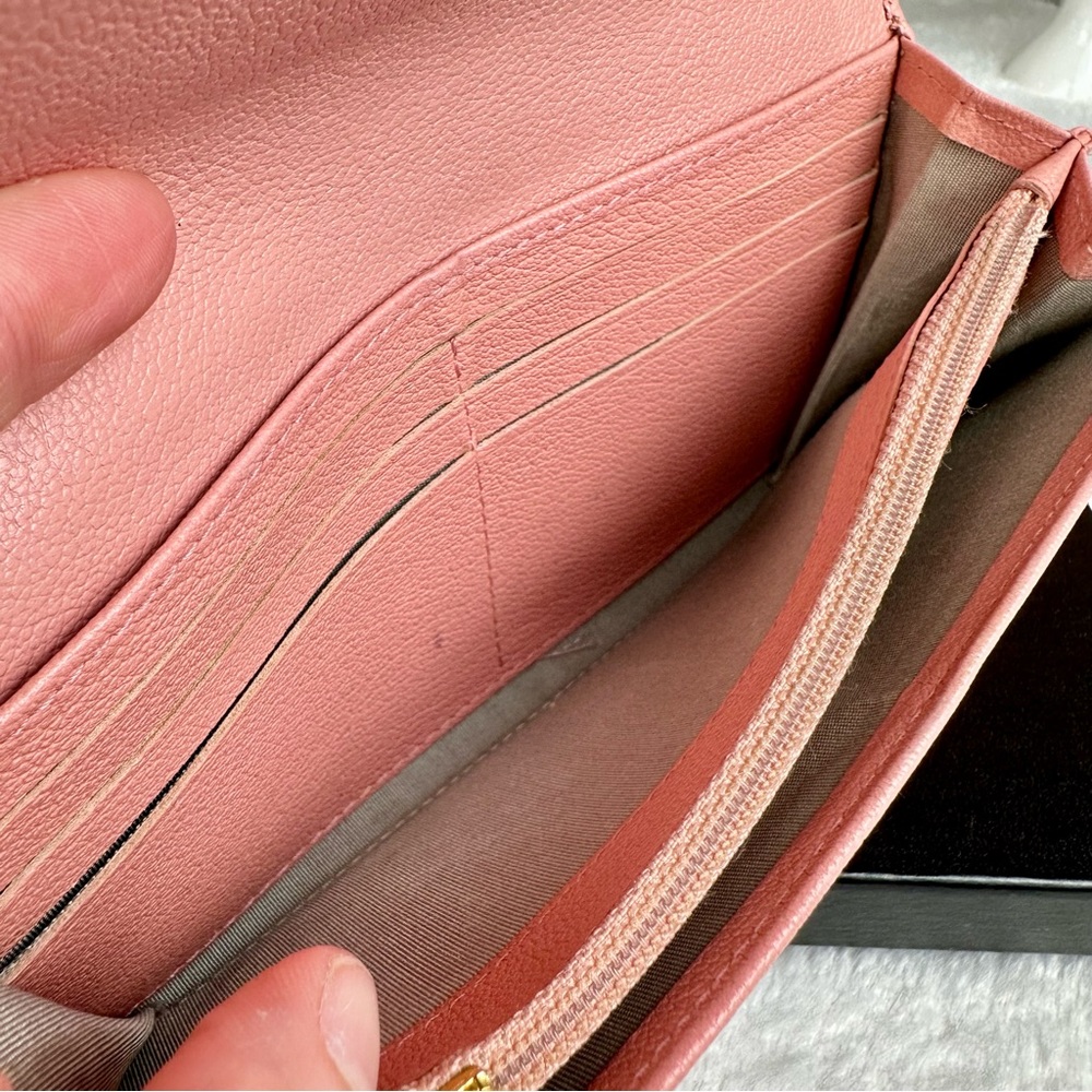 CHANEL WALLET pink leather with Camilla flower and original box BEAUTIFUL WALLET - Picture 7 of 16